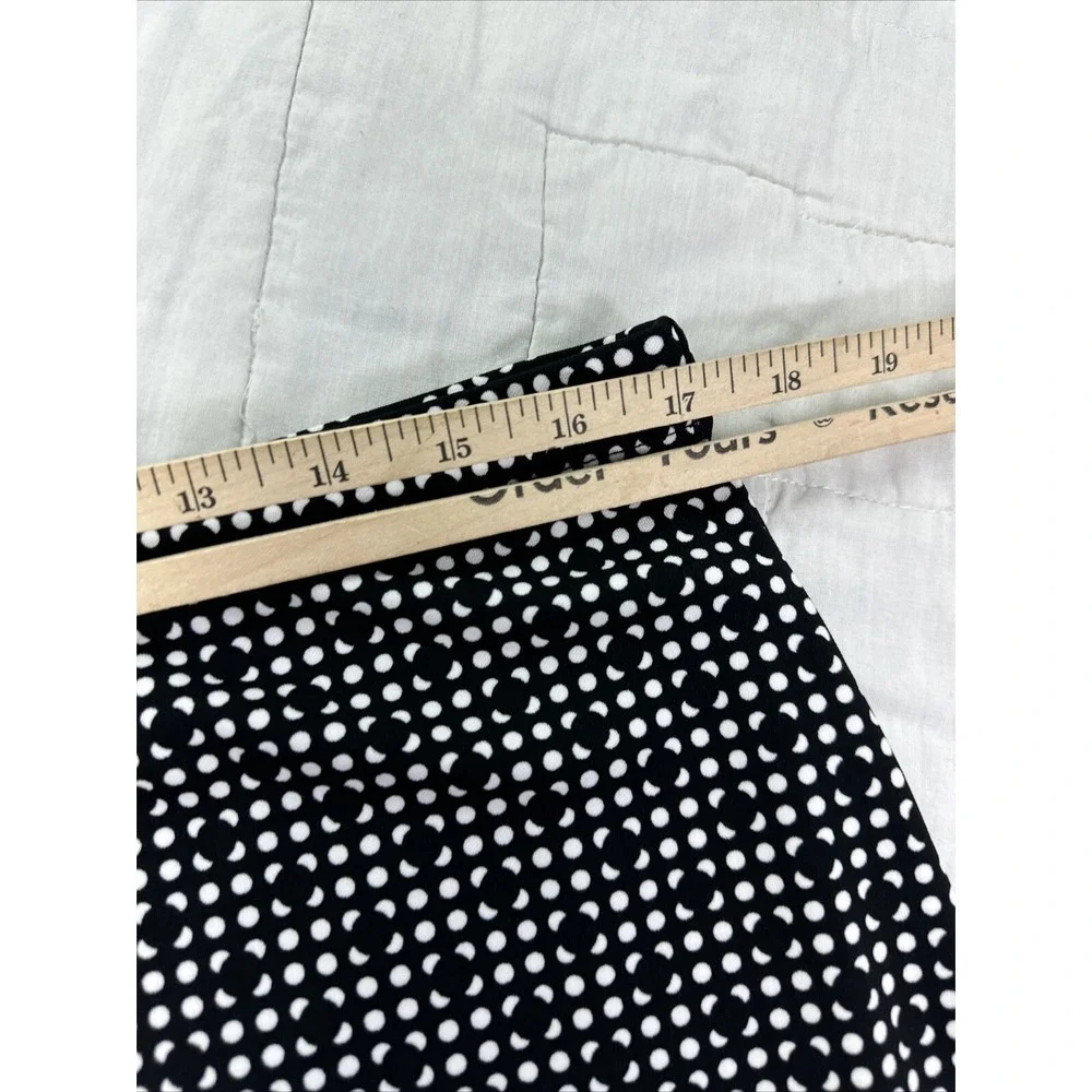 DKNY Skirt Womens Large Black White Polka Dot Pencil Elastic Waist Pull On